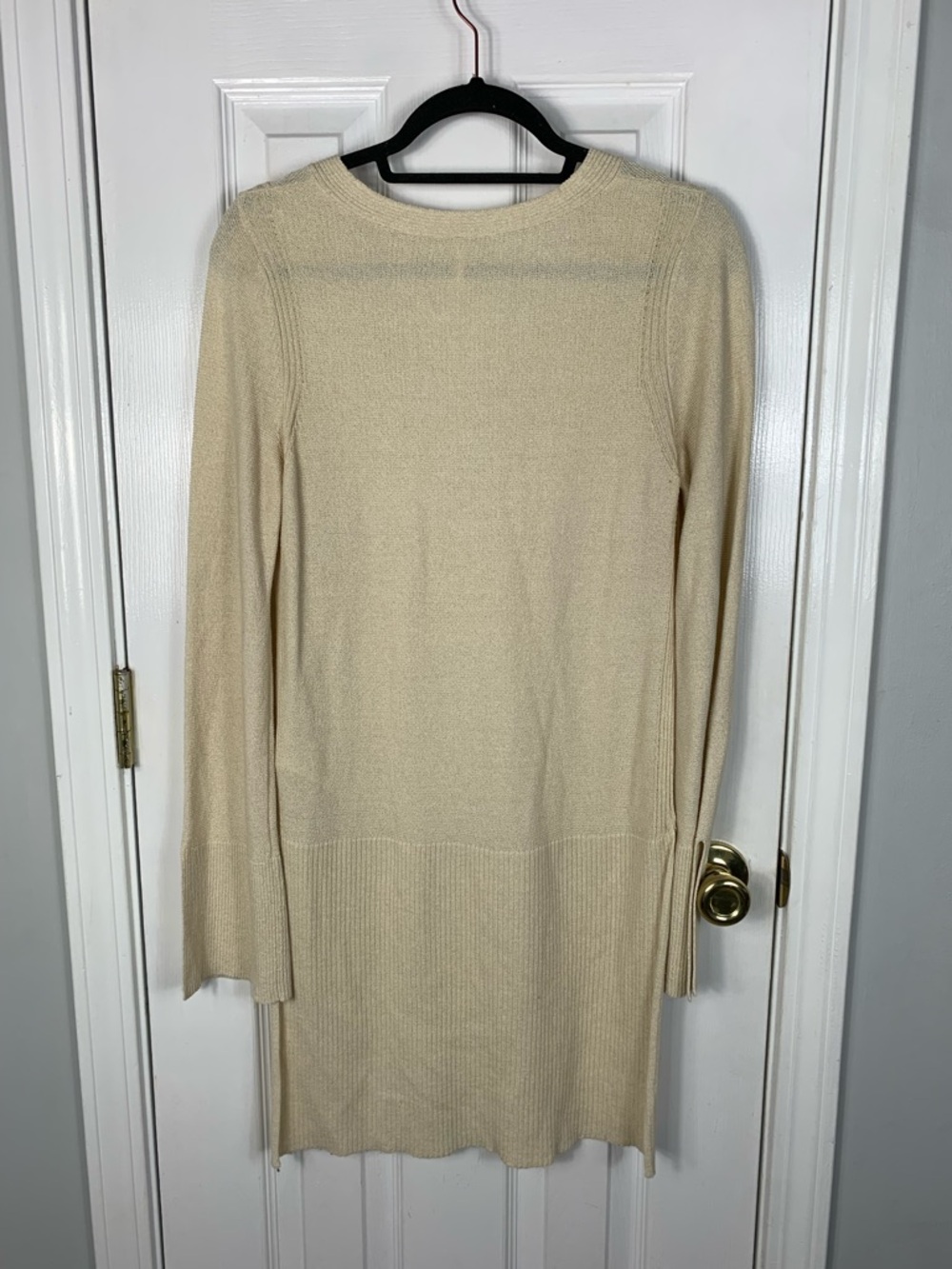 Free People Crisscross V-Neck Long Sleeve Knit Tunic Ivory Size Small - Picture 2 of 4